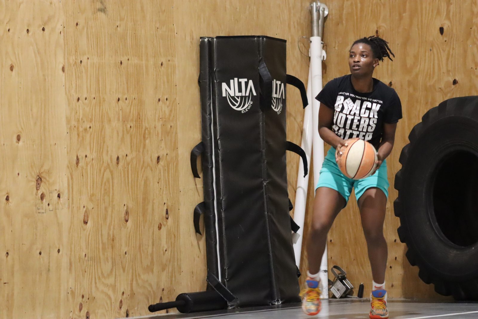 Ball-handling work beside the NLTA training pads