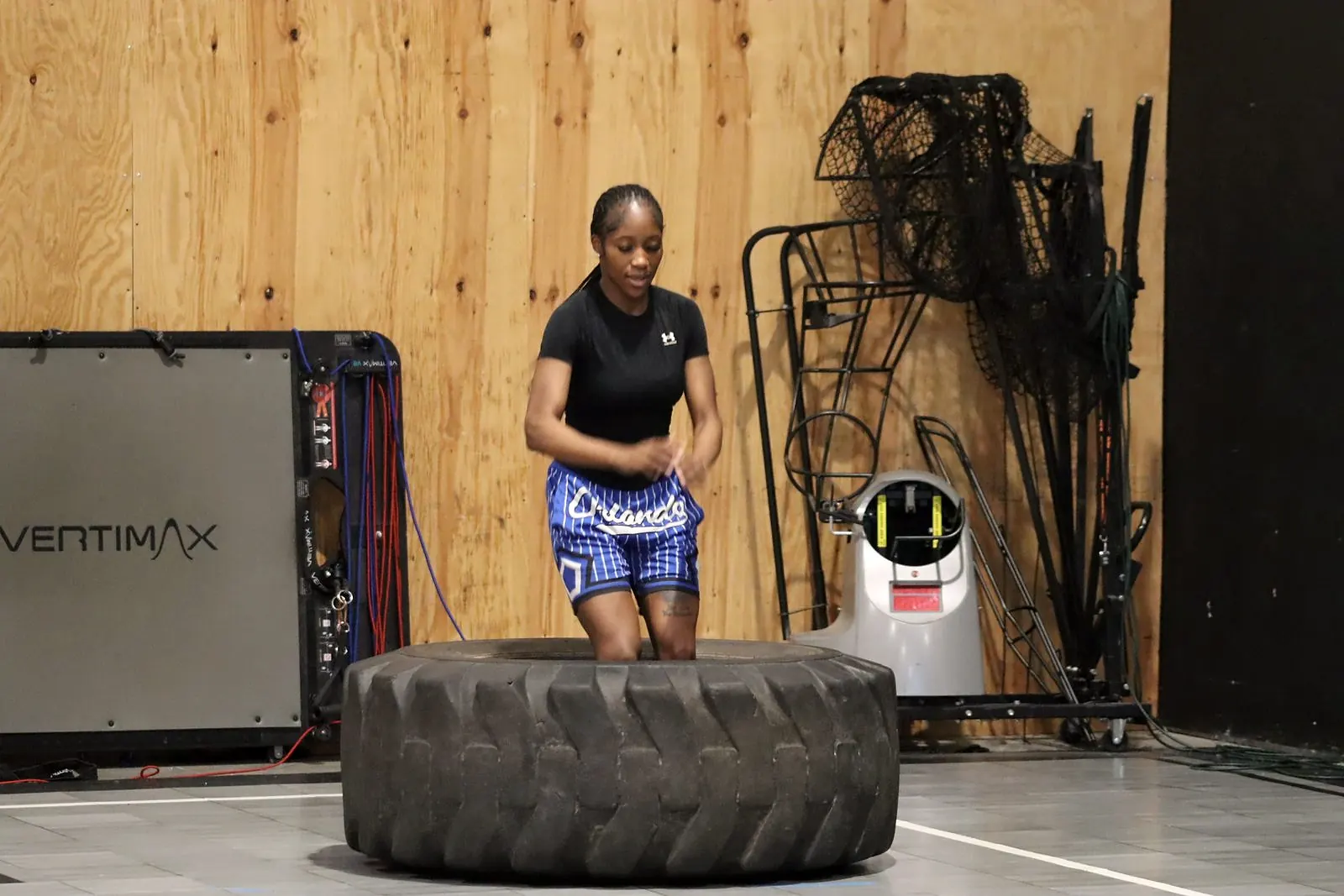 Athlete warming up with explosive work on the VertiMax