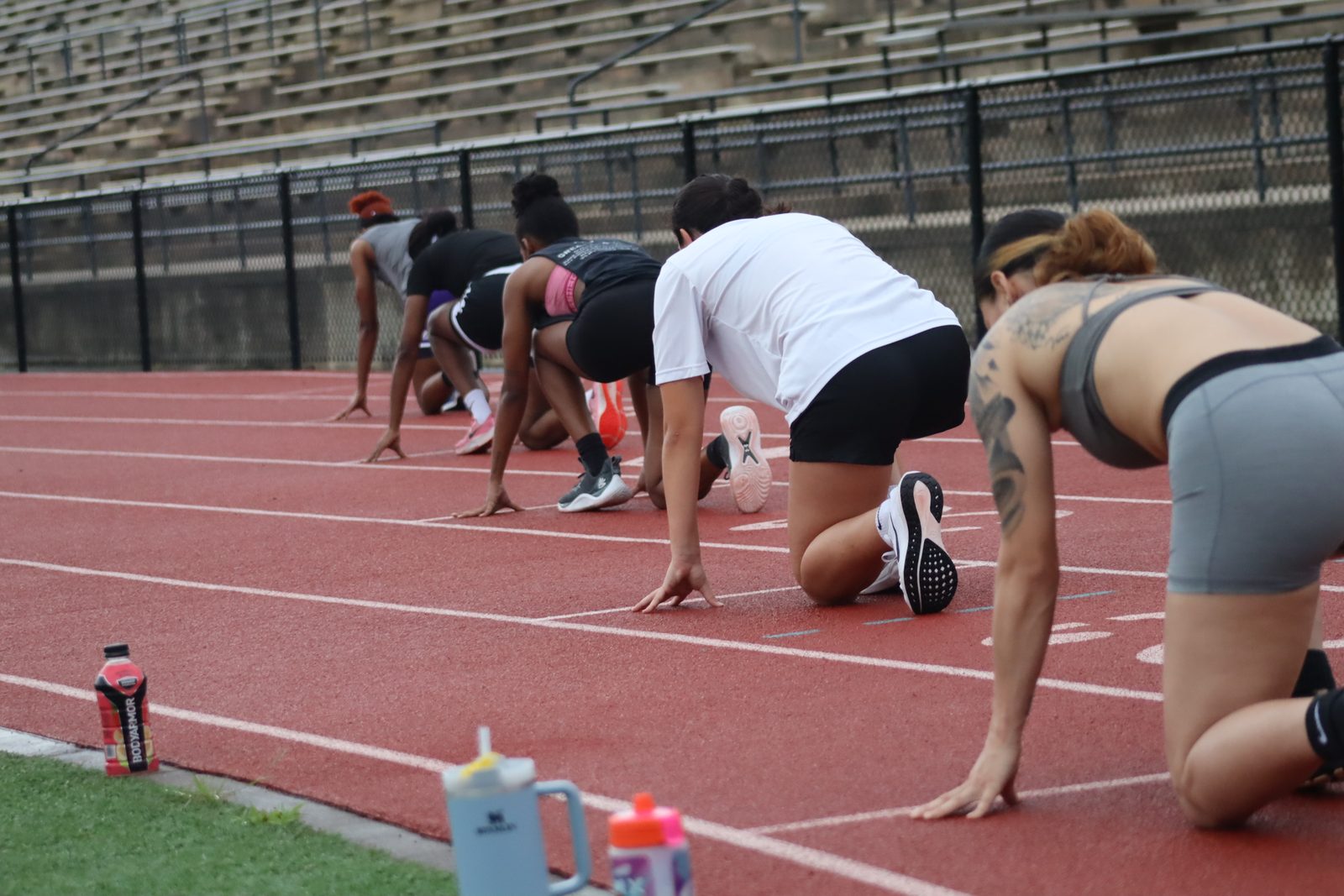 Athletes set in sprint starts on the track
