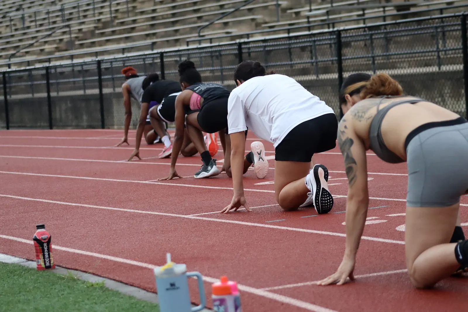 Athletes set in sprint starts on the track